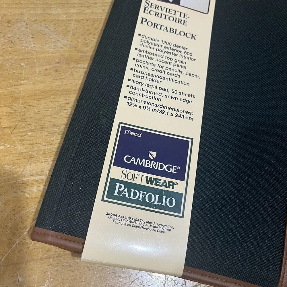 Mead Cambridge‎ Portfolio Softwear Padfolio 1994 Fabric Green Vintage NOS